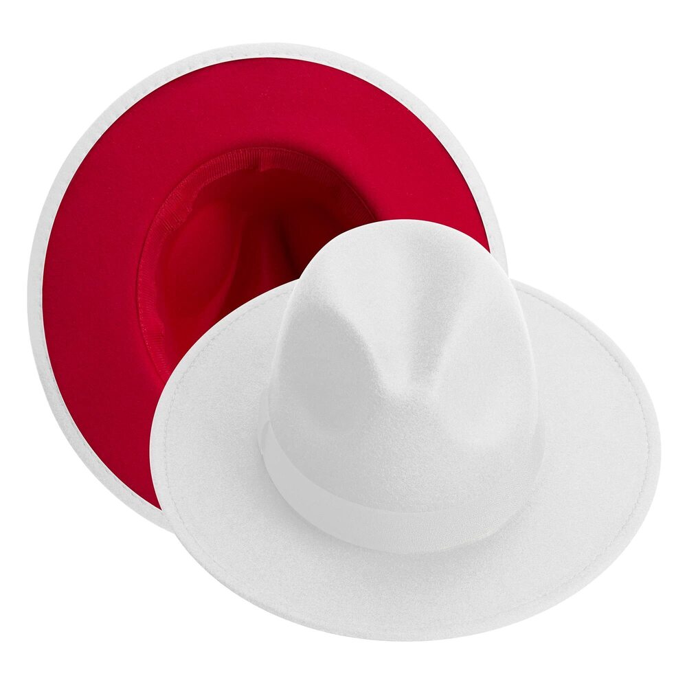 5589 Fedora Hats / Felt FedoraHats Two Tone Wide Brim Fedora Hats Rancher